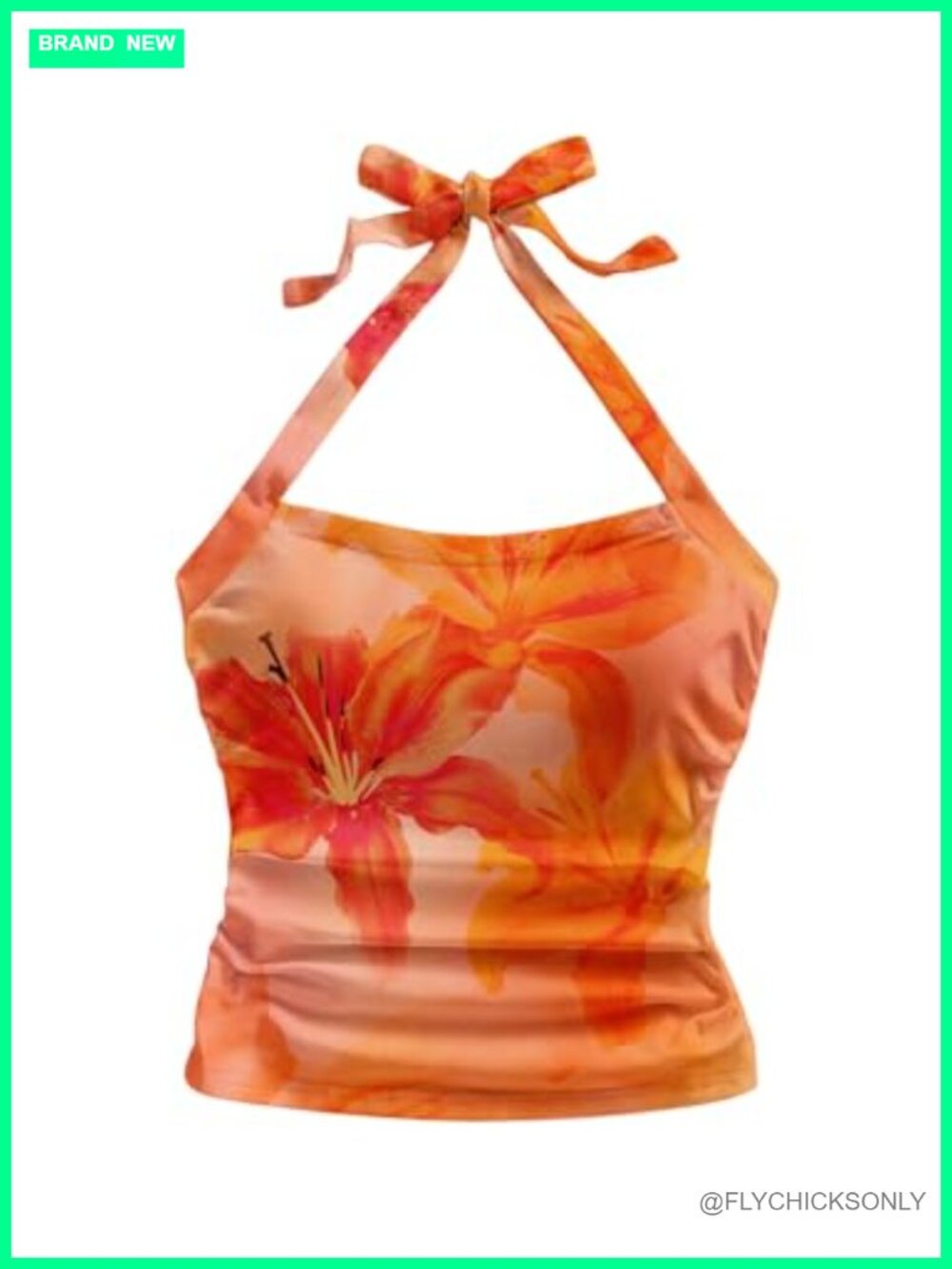 Women Floral Halter Tank Top Slim Fit Sleeveless Summer Beach Top